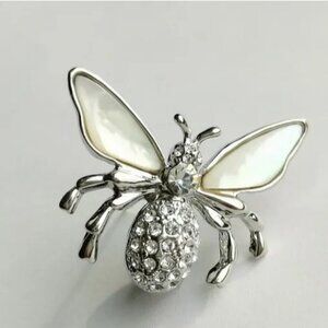 Mother of Pearl Crystal bug pin brooch 🆕